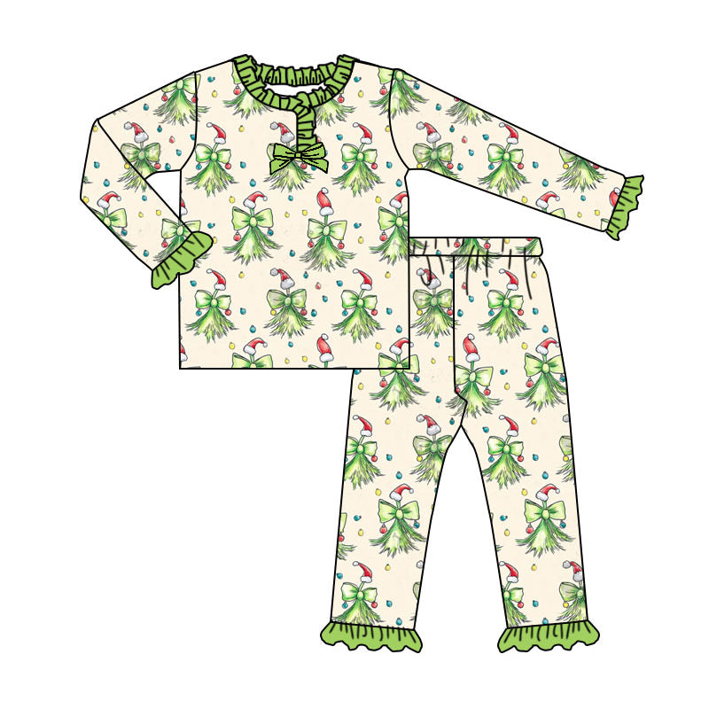 (Pre Order) No moq GLP2783 pre-order baby girls clothes Christmas bow long sleeve pants sets-2025.8.29