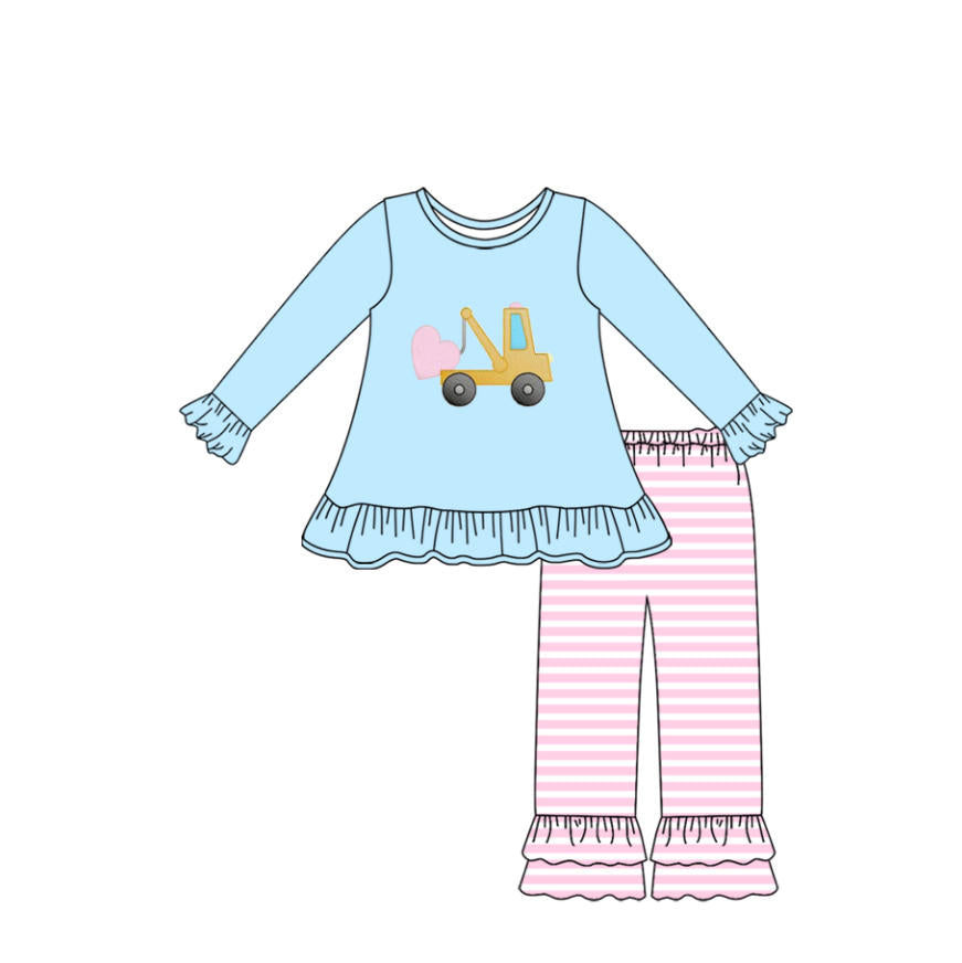 (Pre Order) No moq GLP2911 Pre-order baby girl clothes love long sleeve pants sets-2025.9.23