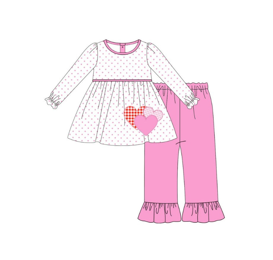 (Pre Order) No moq GLP2919 Pre-order baby girl clothes love long sleeve pants sets-2025.9.24