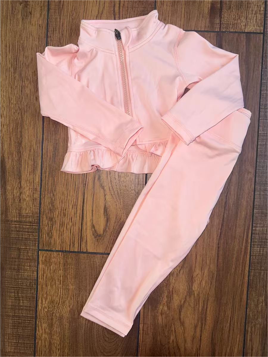 (Pre Order) No moq GLP2976 Pre-order baby girl clothes yoga pink long sleeve pants sets-2025.10.6