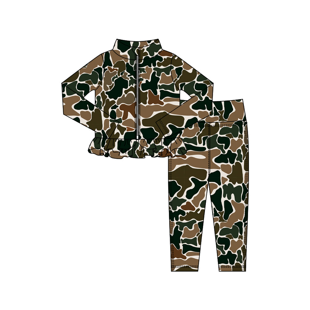 (Pre Order) No moq GLP2992 Pre-order baby girl clothes yoga camouflage long sleeve pants sets-2025.10.15