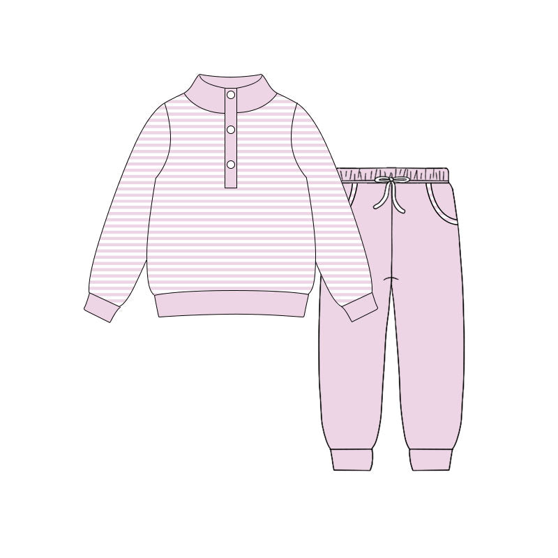 (Pre Order) No moq GLP3022 Pre-order baby girl clothes pink long sleeve pants sets-2025.10.16