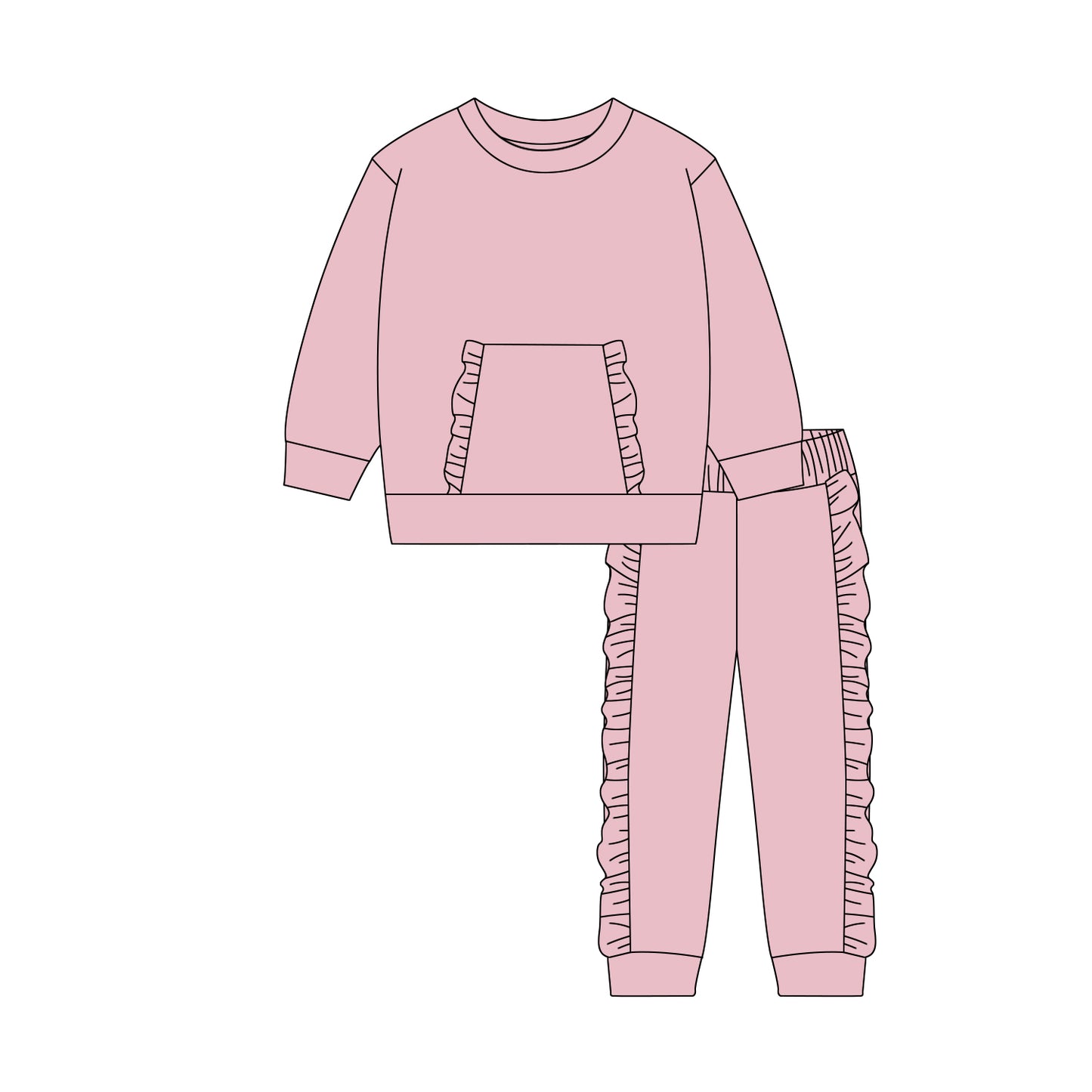 (Pre Order) No moq GLP3042 Pre-order baby girl clothes pink long sleeve pants sets-2025.10.18