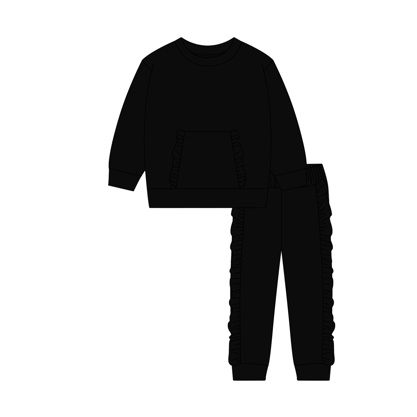 (Pre Order) No moq GLP3044 Pre-order baby girl clothes black long sleeve pants sets-2025.10.18