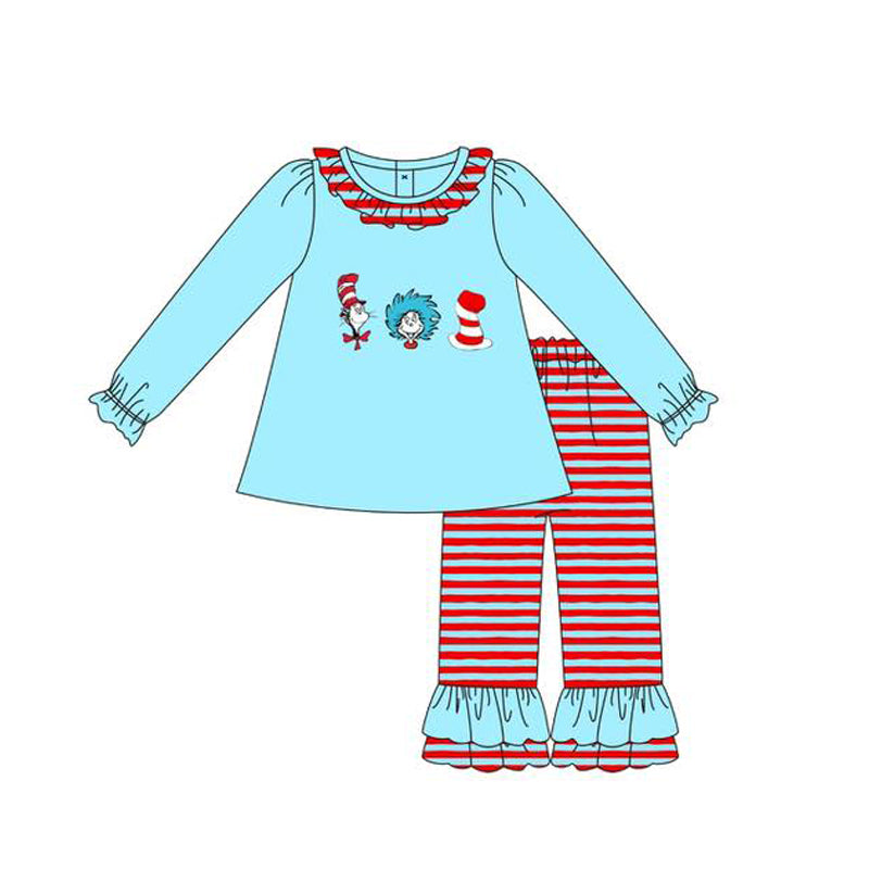 (Pre Order) No moq GLP3056 Pre-order baby girl clothes dr seuss long sleeve pants sets-2025.10.21