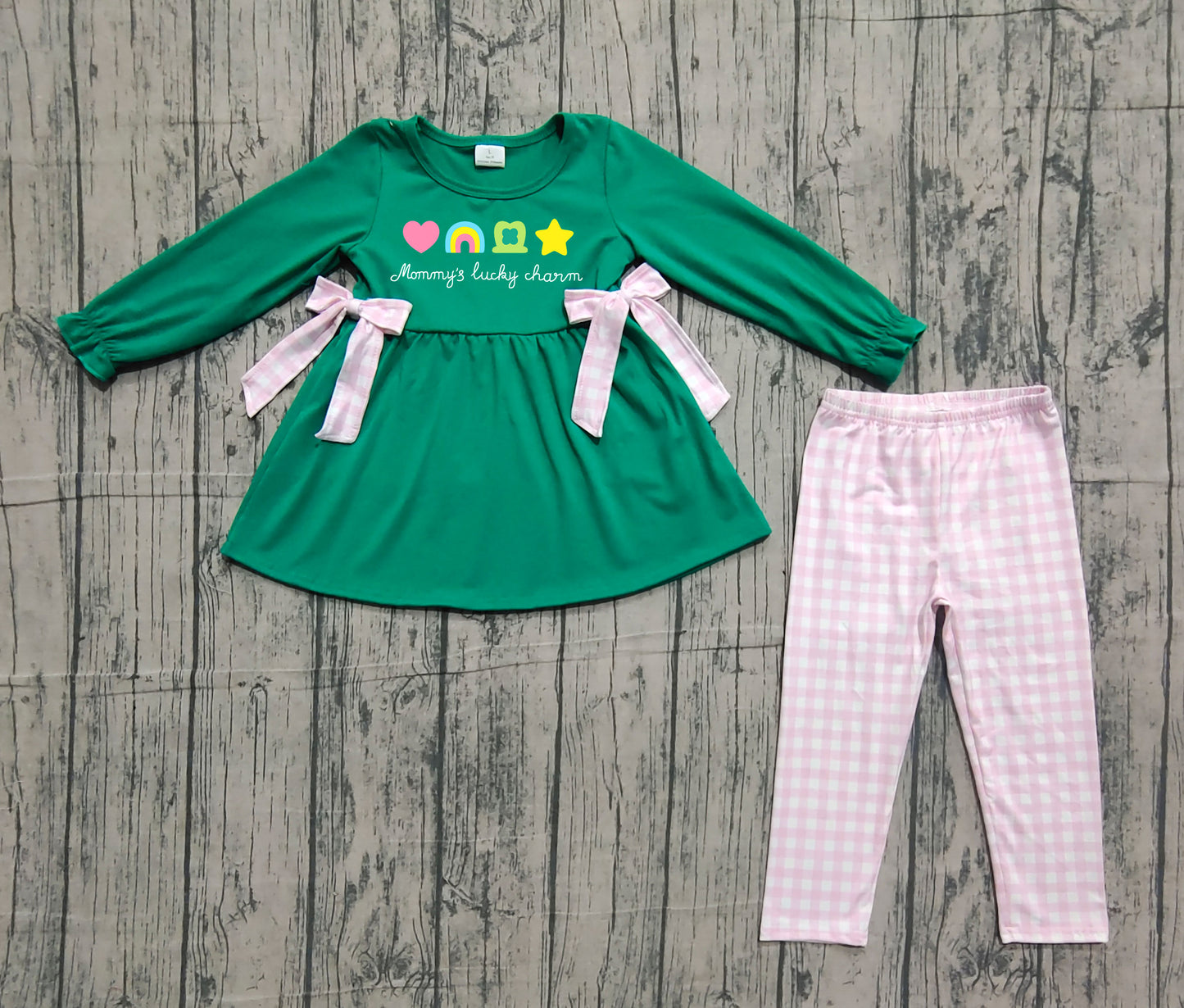 (Pre Order) No moq GLP3066 Pre-order baby girl clothes embroidery green long sleeve pants sets-2025.11.13