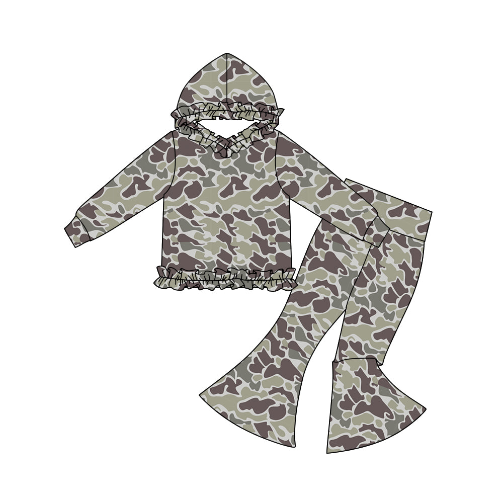 (Pre Order) No moq GLP3074 Pre-order baby girl clothes camouflage hooded long sleeve pants sets-2025.10.29