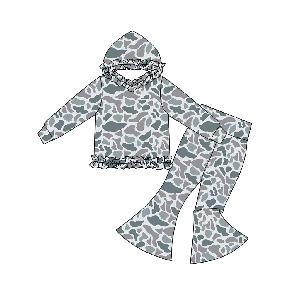 (Pre Order) No moq GLP3076 Pre-order baby girl clothes camouflage hooded long sleeve pants sets-2025.10.28