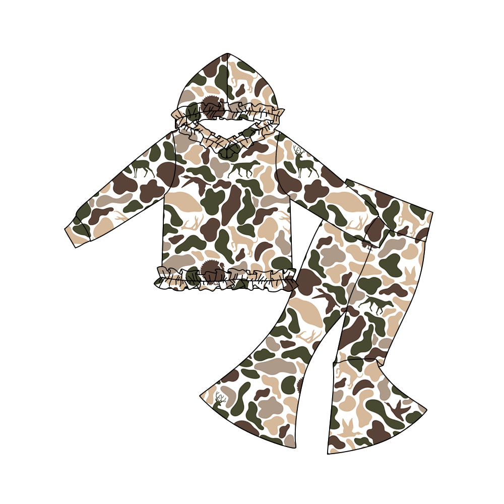 (Pre Order) No moq GLP3079 Pre-order baby girl clothes camouflage hooded long sleeve pants sets-2025.10.28