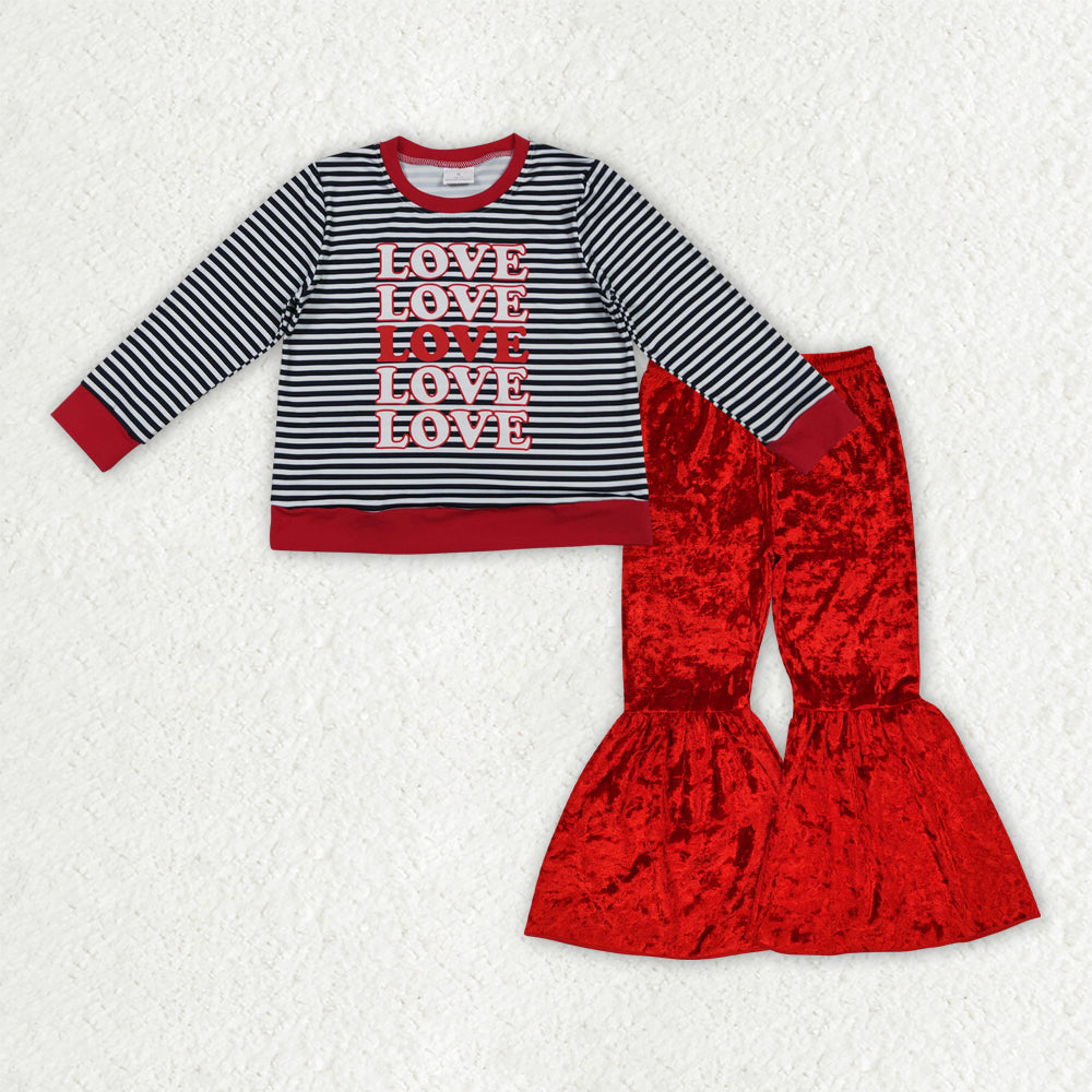 12/18m-7/8t RTS NO MOQ(In Stock) GLP3083 love long-sleeved red pants set-GT1237+B3-11