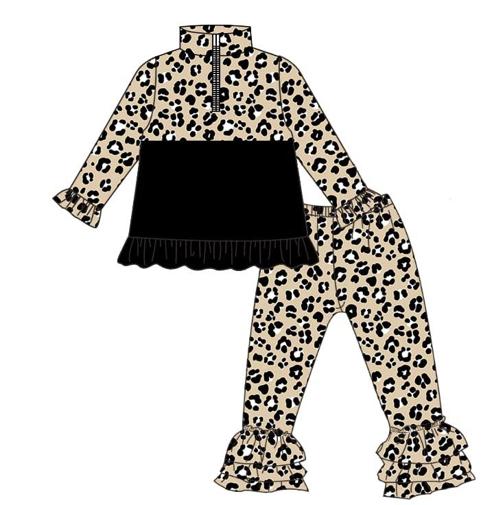 (Pre Order) No moq GLP3123 Pre-order baby girl clothes leopard long sleeve pants sets-2025.11.4
