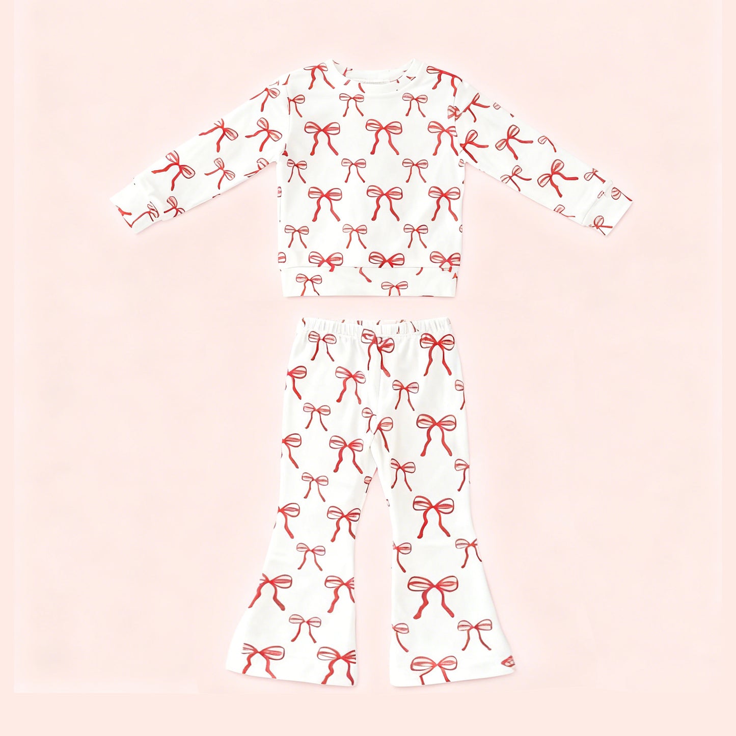 (Pre Order) No moq Pre-order baby girl clothe bow long sleeve pants sets-2025.11.27