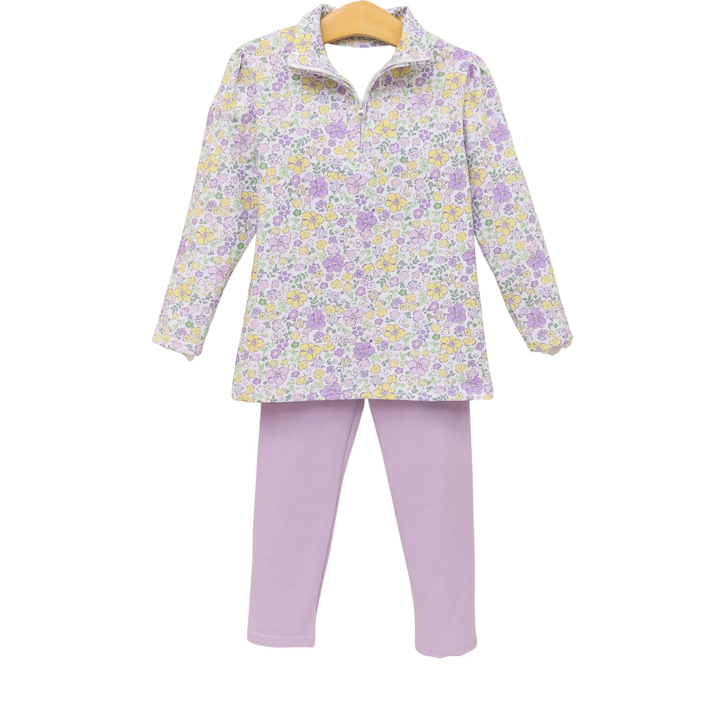 (Pre Order) No moq Pre-order baby girl clothes yoga floral purple long sleeve pants sets-2025.12.6