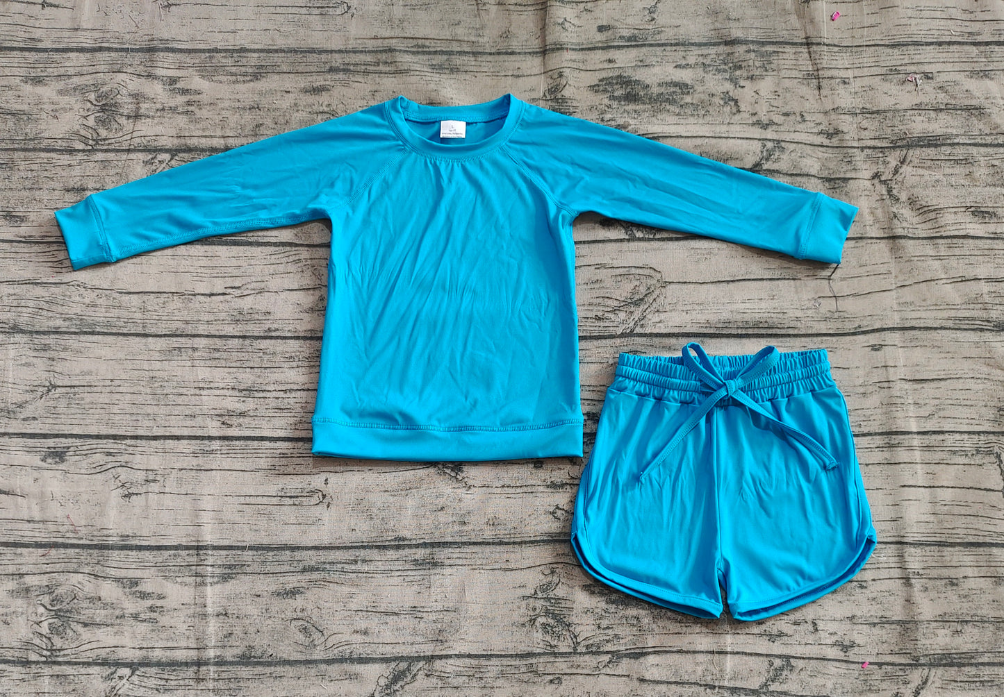 no moq GLS0005 PRE-ORDER baby girl clothes Yoga blue green long sleeve shorts sets-2025.4.9