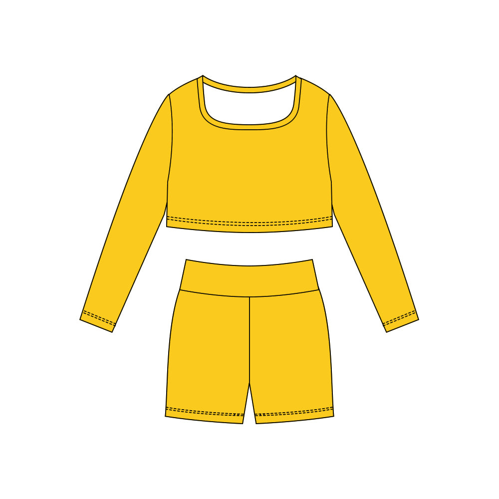 (Pre Order) No moq GLS0041 PRE-ORDER baby girl clothes yoga yellow long sleeve shorts sets-2025.10.23