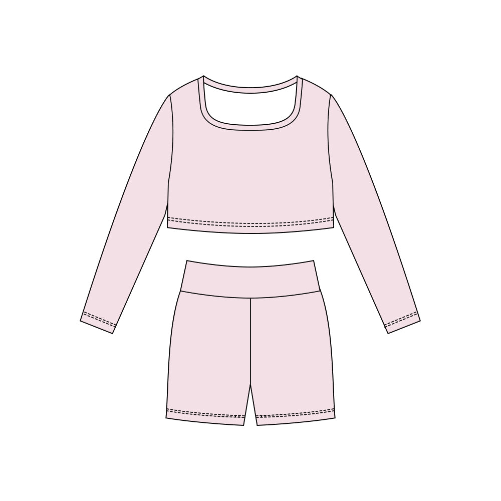 (Pre Order) No moq GLS0045 PRE-ORDER baby girl clothes yoga pink long sleeve shorts sets-2025.10.23