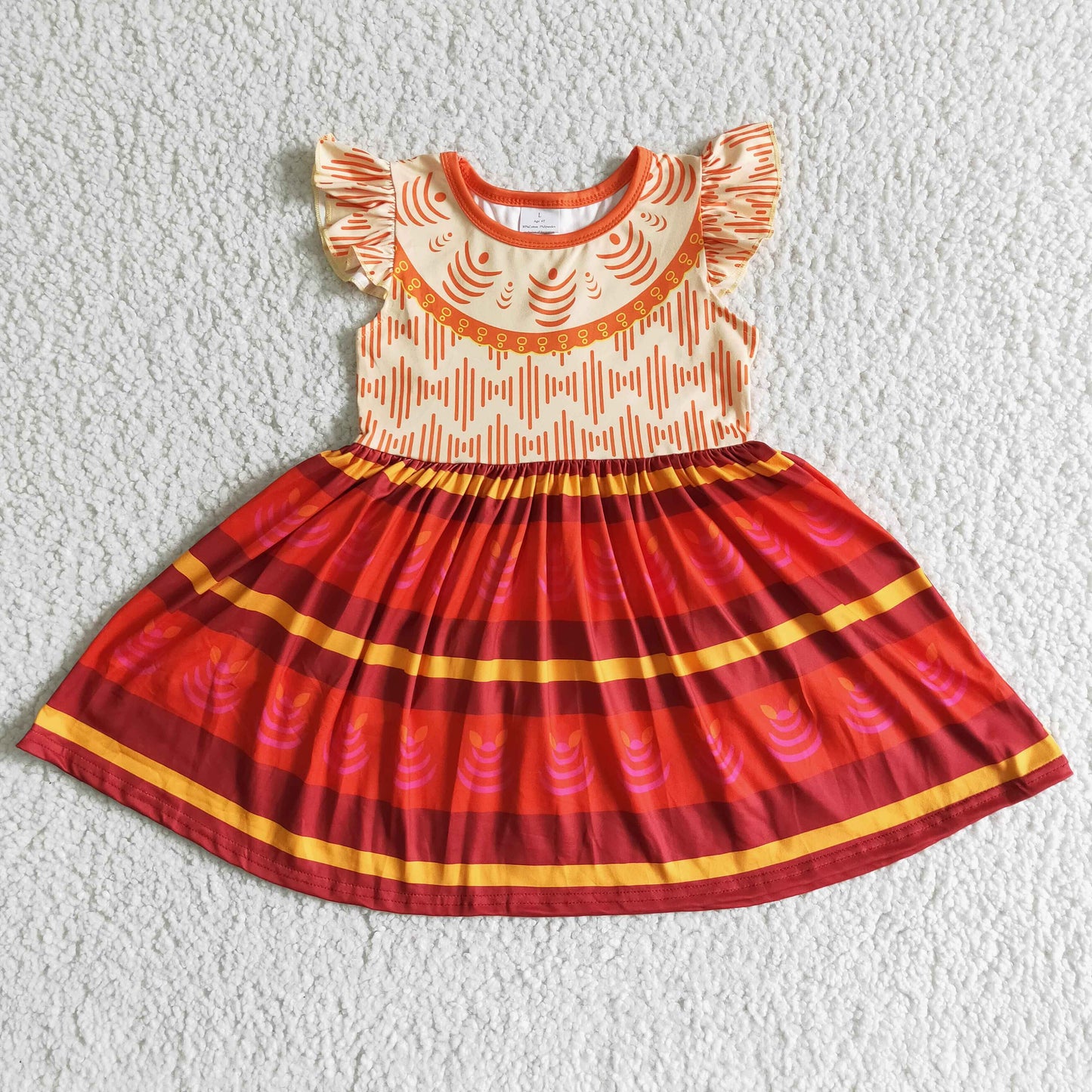 RTS NO MOQ ETA 5/7days Arrived GSD0010 Orange flying sleeves patchwork orange skirt dress