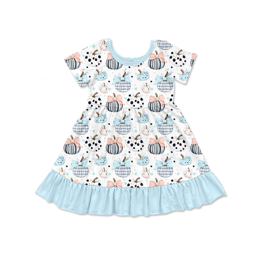 no moq GSD2579 PRE-ORDER baby girl clothes pumpkin short sleeve dress-2025.5.10