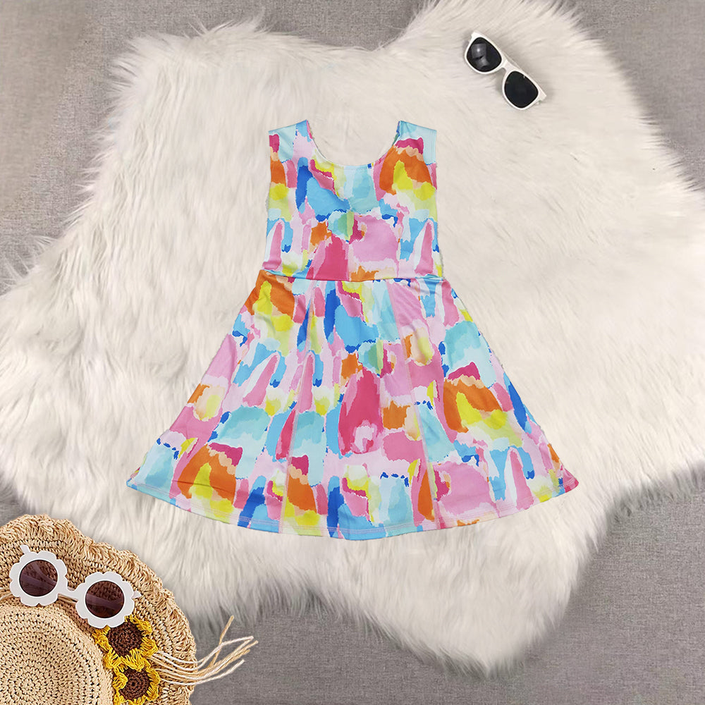 RTS NO MOQ Sibling baby girl clothes yoga team sleeveless dress