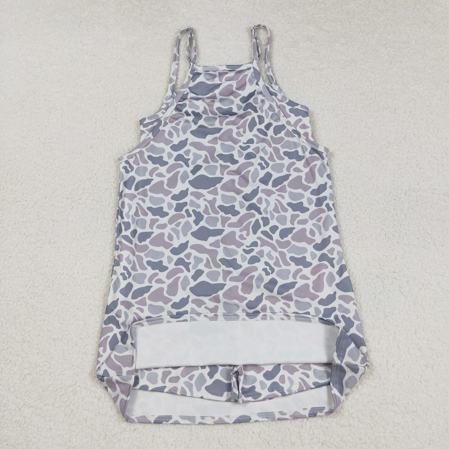 RTS NO MOQ(In Stock) GSD2733 Women's Gray-Blue Camouflage Pocket Yoga Slip Dress