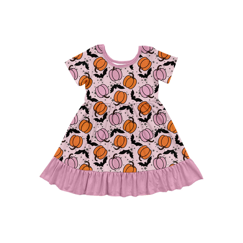 (Pre Order) No moq GSD2757 PRE-ORDER baby girl clothes pumpkin short sleeve dress-2025.7.9