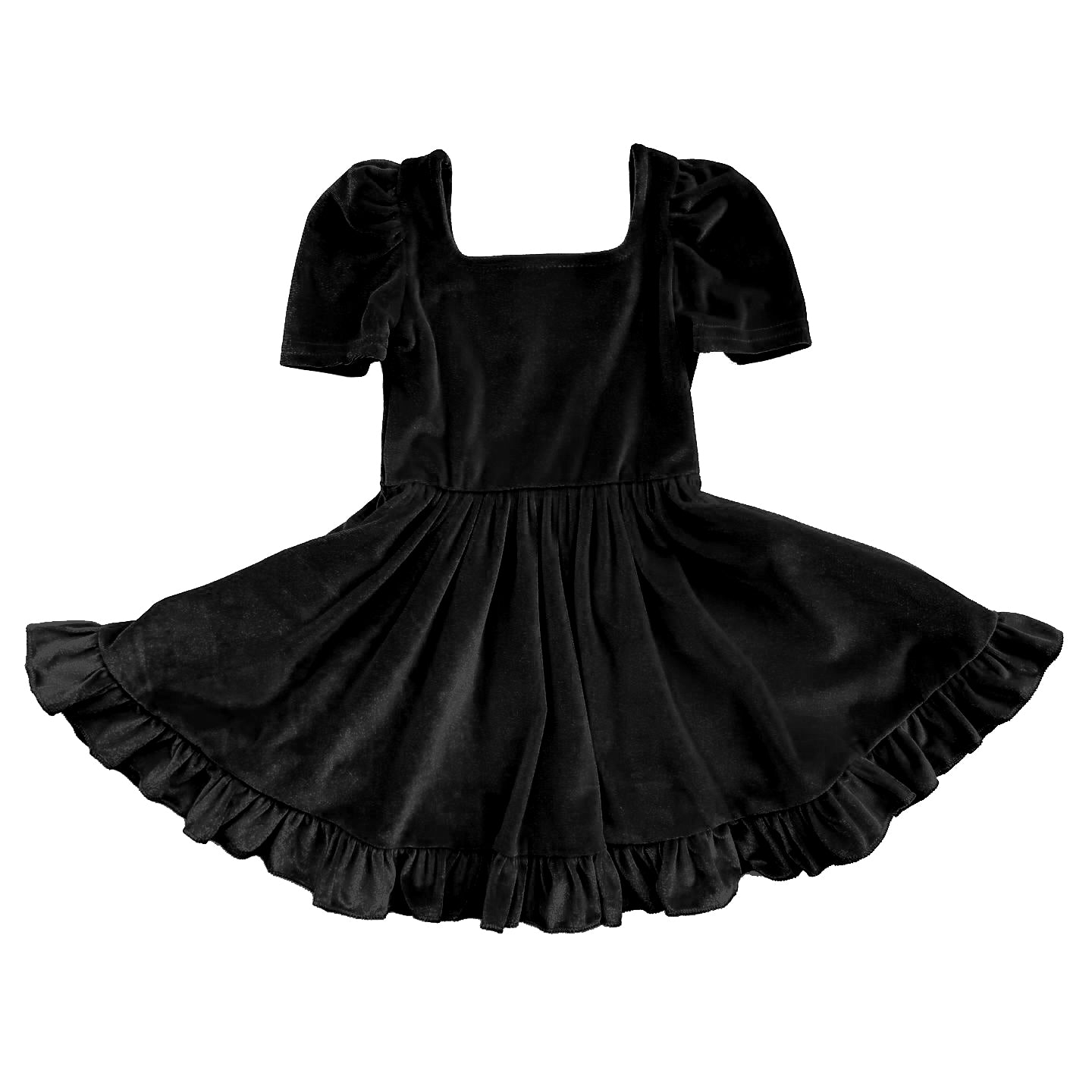 (Pre Order) No moq GSD2766 PRE-ORDER baby girl clothes gold velvet black short sleeve dress-2025.7.17