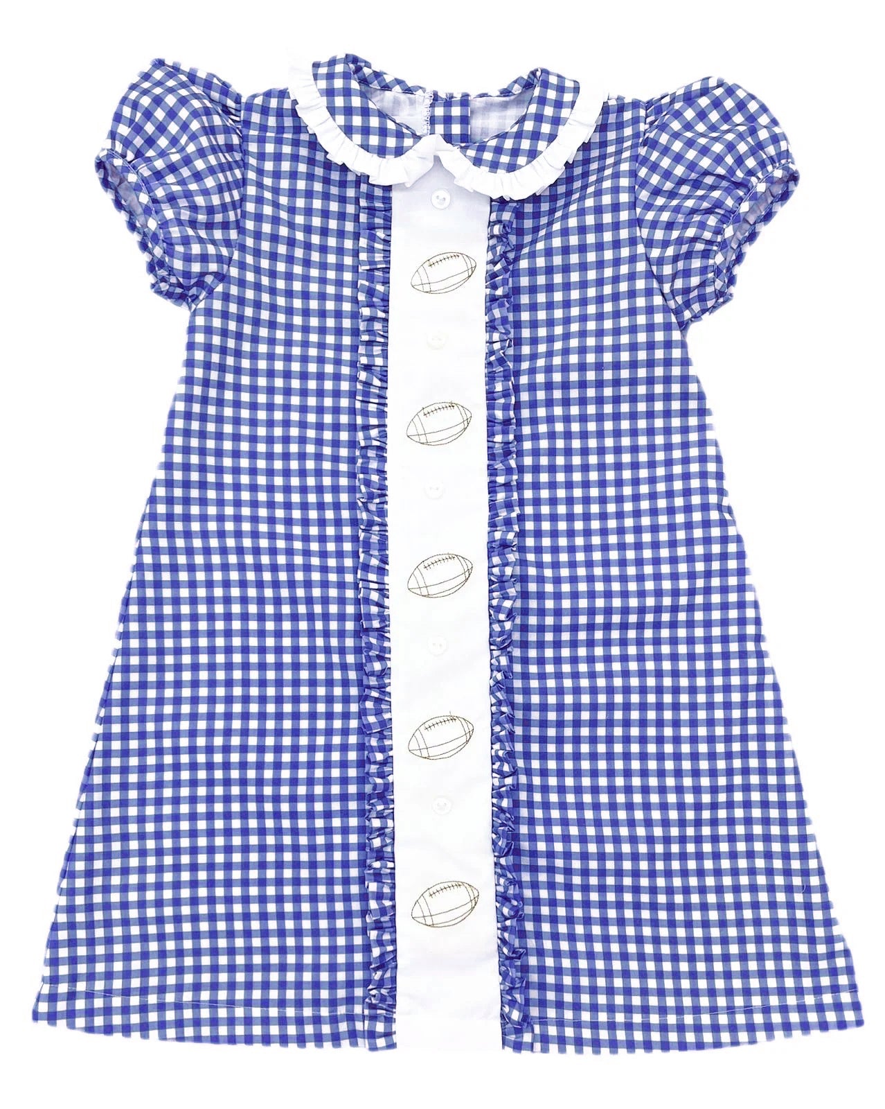 (Pre Order) No moq GSD2800 PRE-ORDER baby girl clothes rugby blue short sleeve dress-2025.8.11