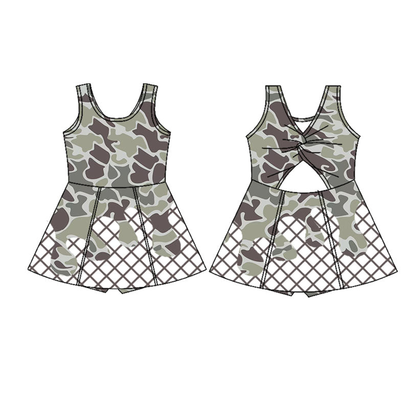 (Pre Order) No moq GSD2819 PRE-ORDER baby girl clothes yoga camouflage Sleeveless kids girls athletic dresses-2025.9.17