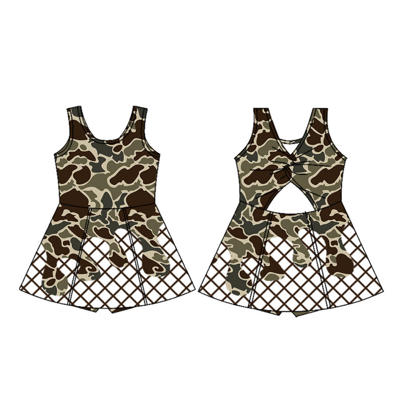 (Pre Order) No moq GSD2821 PRE-ORDER baby girl clothes yoga camouflage Sleeveless kids girls athletic dresses-2025.9.17