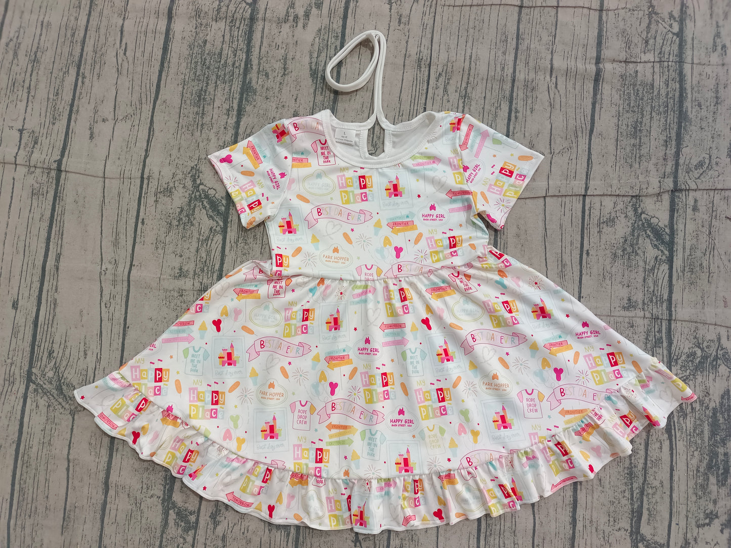 (Pre Order) No moq GSD2873 PRE-ORDER baby girl clothes Happy short sleeve dress-2025.12.5