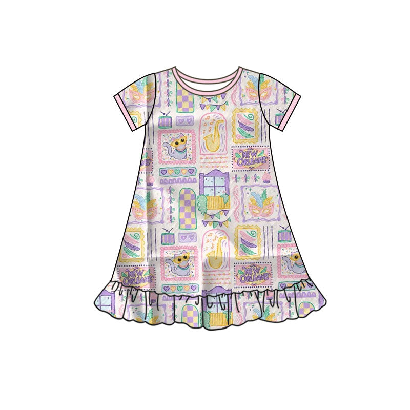(Pre Order) No moq GSD2901 PRE-ORDER baby girl clothes short sleeve dress-2025.10.10