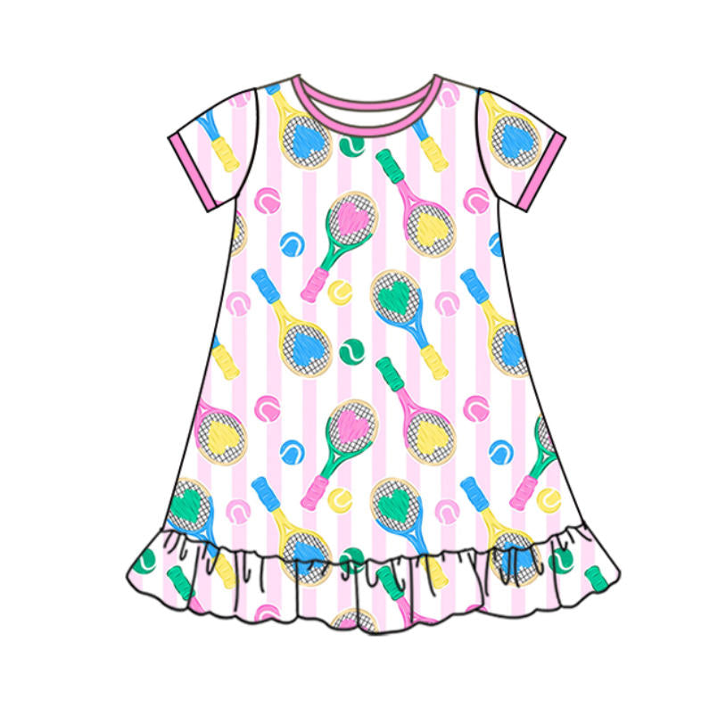 (Pre Order) No moq GSD2909 PRE-ORDER baby girl clothes baseball short sleeve dress-2025.10.11