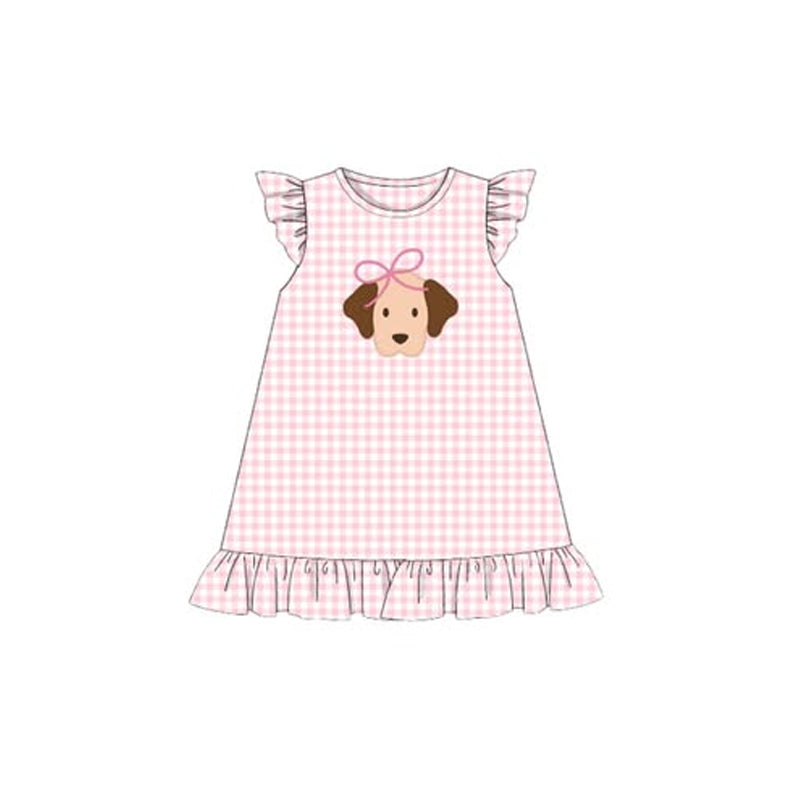 (Pre Order) No moq GSD2914 PRE-ORDER baby girl clothes puppy pink flying sleeves dress-2025.10.13