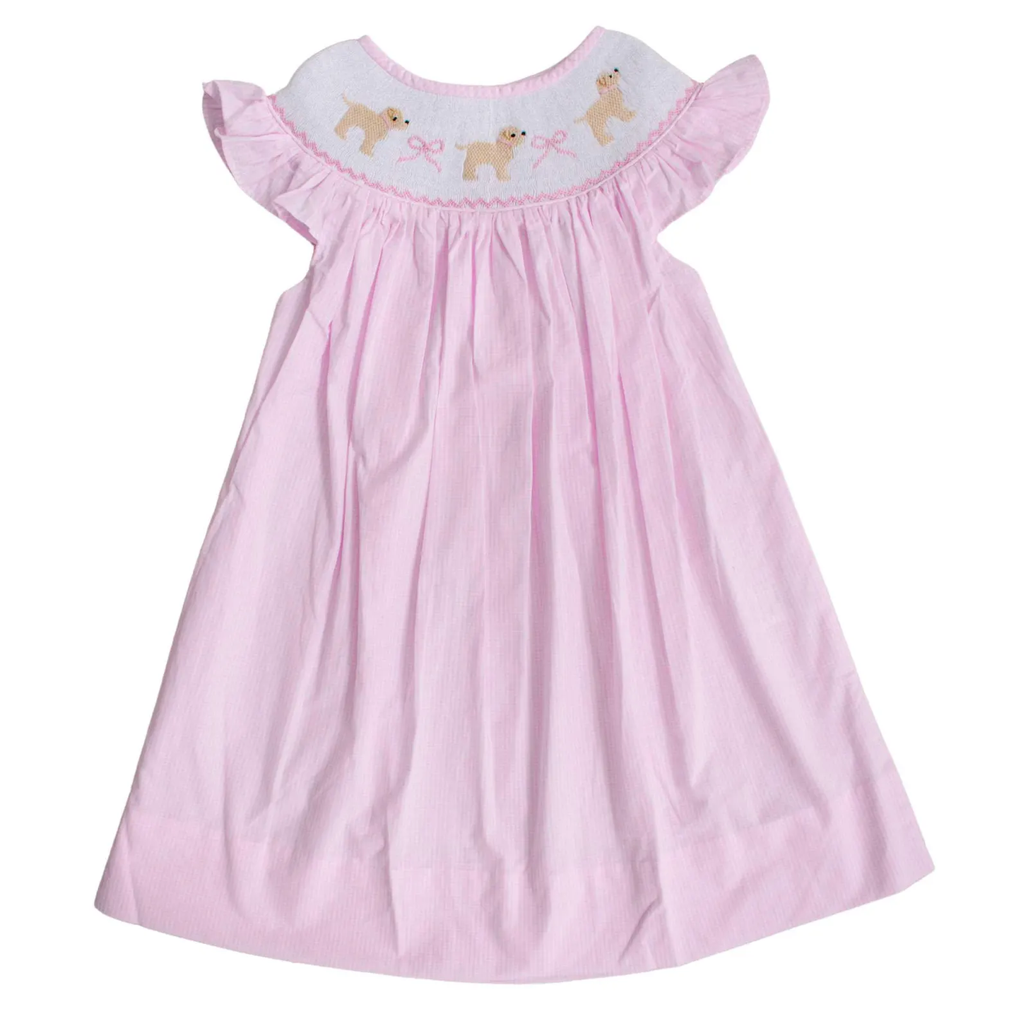 (Pre Order) No moq GSD2921 PRE-ORDER baby girl clothes puppy bow pink flying sleeves dress-2025.10.14
