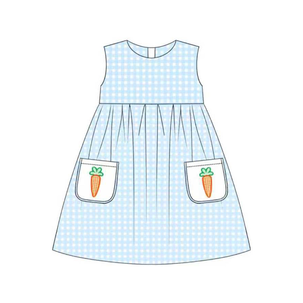 (Pre Order) No moq GSD2941 PRE-ORDER baby girl clothes easter carrot sleeveless dress-2025.10.21