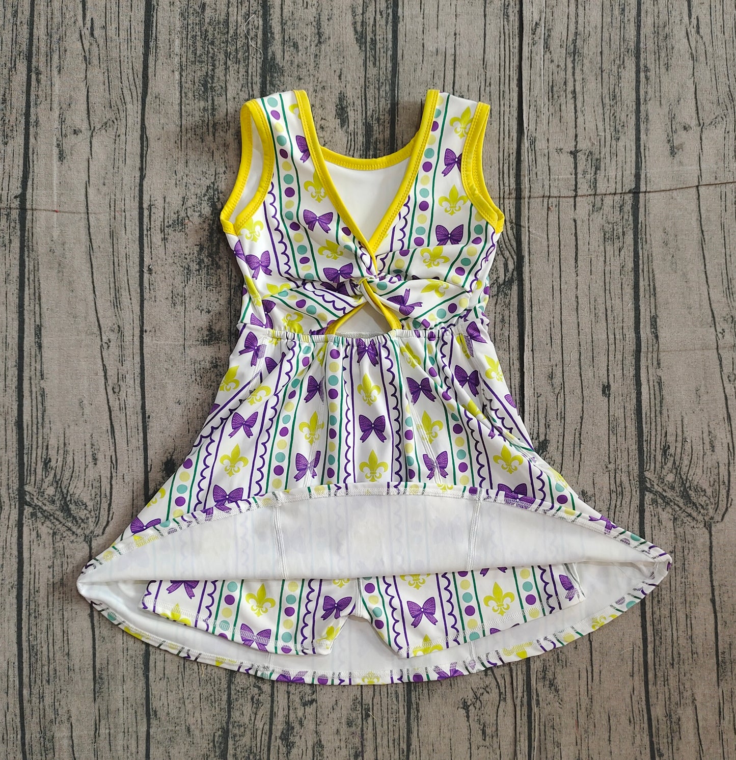 (Pre Order) No moq GSD2947 PRE-ORDER baby girl clothes yoga mardi gras sleeveless dress-2025.11.15
