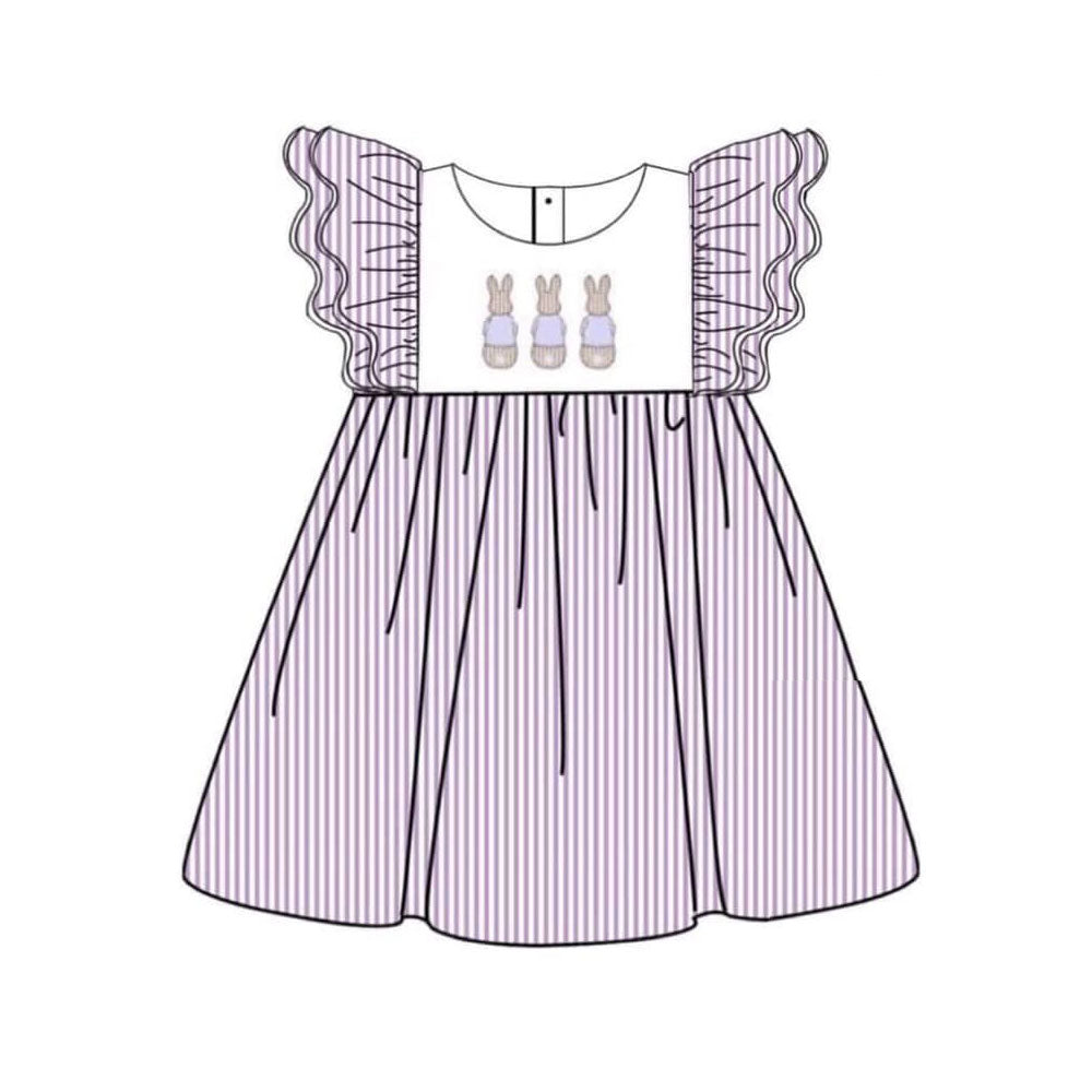 (Pre Order) No moq GSD2960 PRE-ORDER baby girl clothes easter flying sleeve dress-2025.10.23