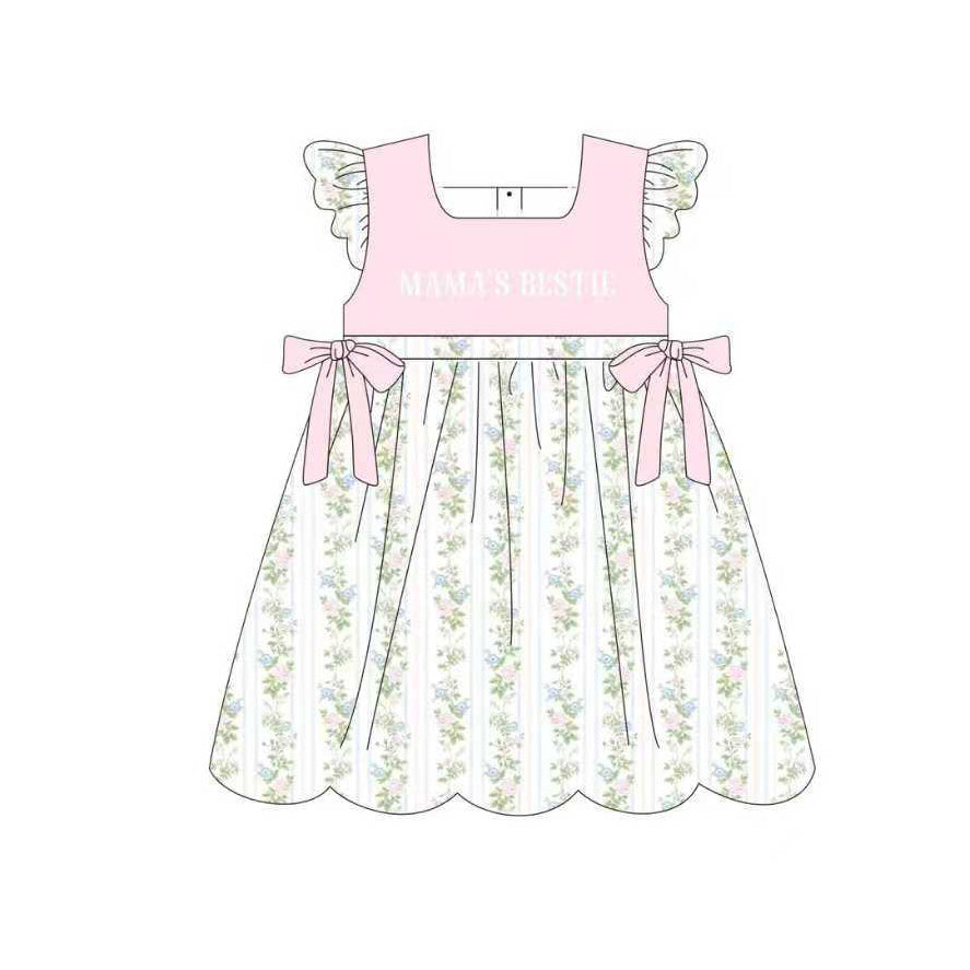 (Pre Order) No moq GSD2973 PRE-ORDER baby girl clothes MAMA flying sleeve dress-2025.10.27