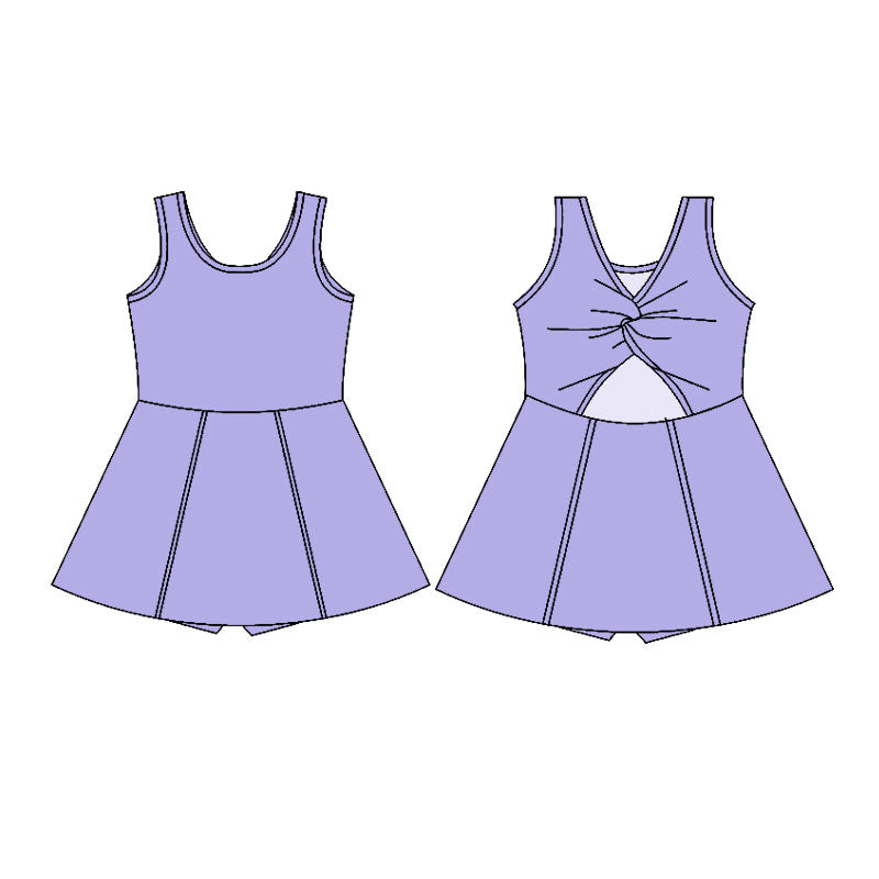 (Pre Order) No moq GSD2991 PRE-ORDER baby girl clothes yoga light purple sleeveless dress-2025.10.30