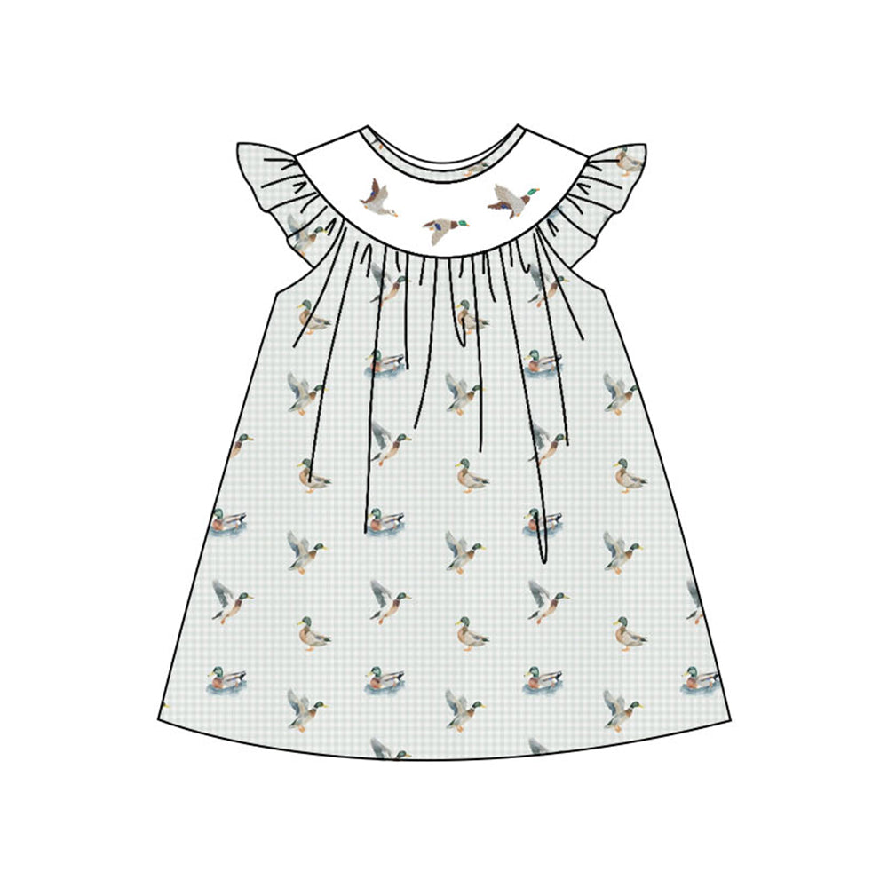 (Pre Order) No moq GSD3008 PRE-ORDER baby girl clothes duck flying sleeve dress-2025.10.31
