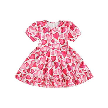 (Pre Order) No moq GSD3021 PRE-ORDER baby girl clothes love short sleeve dress-2025.11.3