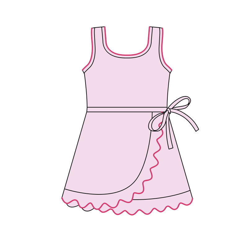 (Pre Order) No moq GSD3034 PRE-ORDER baby girl clothes yoga bow pink sleeveless dress-2025.11.4