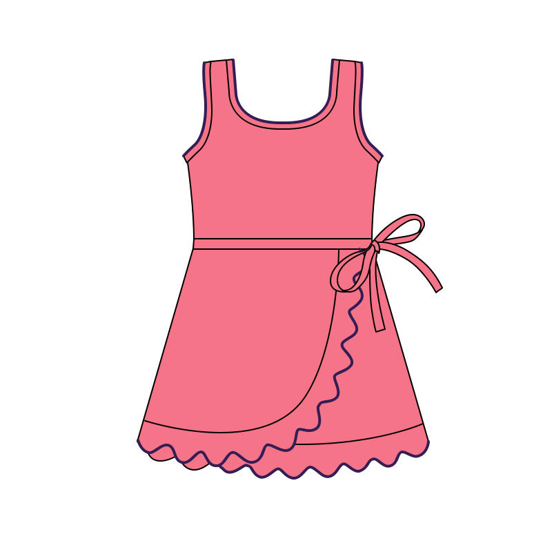 (Pre Order) No moq GSD3035 PRE-ORDER baby girl clothes yoga bow sleeveless dress-2025.11.4