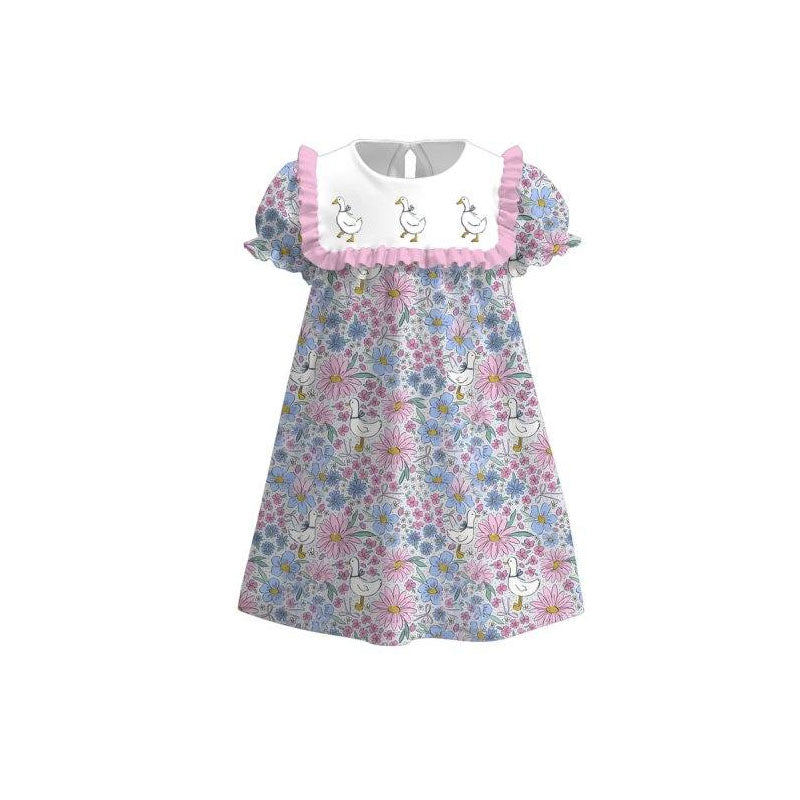 (Pre Order) No moq GSD3041 PRE-ORDER baby girl clothes floral short sleeve dress-2025.11.4