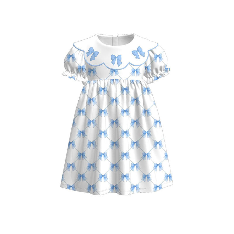 (Pre Order) No moq GSD3045 PRE-ORDER baby girl clothes bow short sleeve dress-2025.11.4