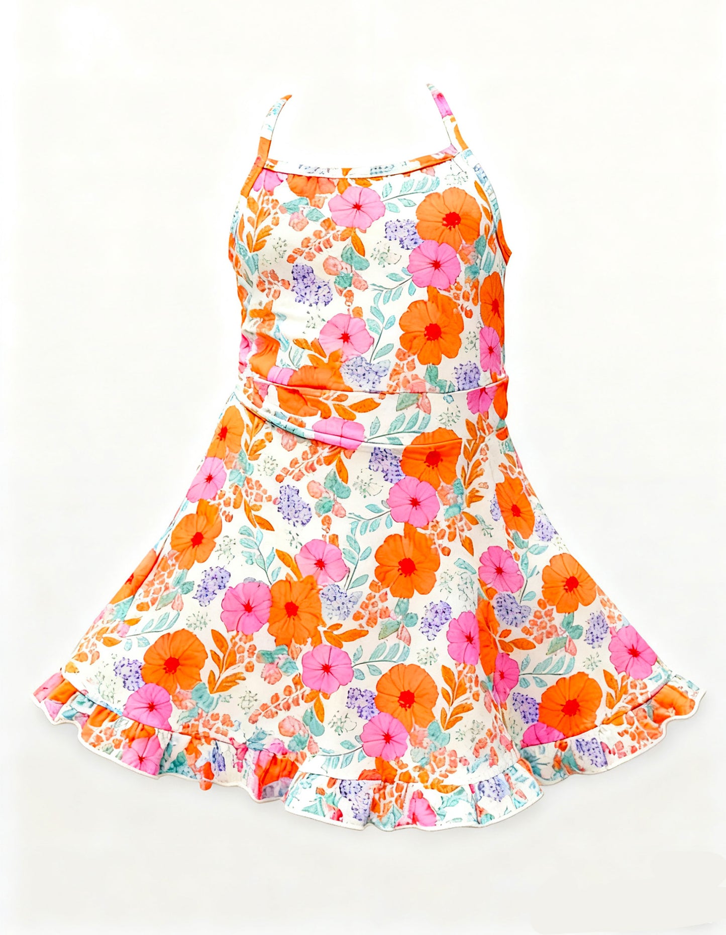 (Pre Order) No moq GSD3054 PRE-ORDER baby girl clothes yoga floral sleeveless dress-2025.11.5