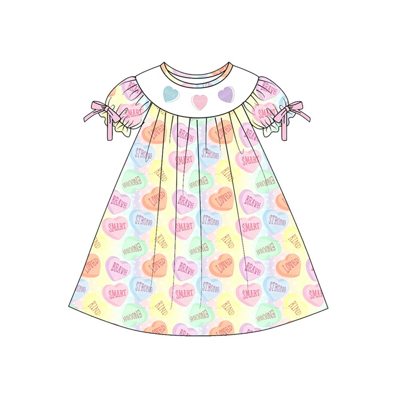 (Pre Order) No moq GSD3081 PRE-ORDER baby girl clothes love short sleeve dress-2025.11.8