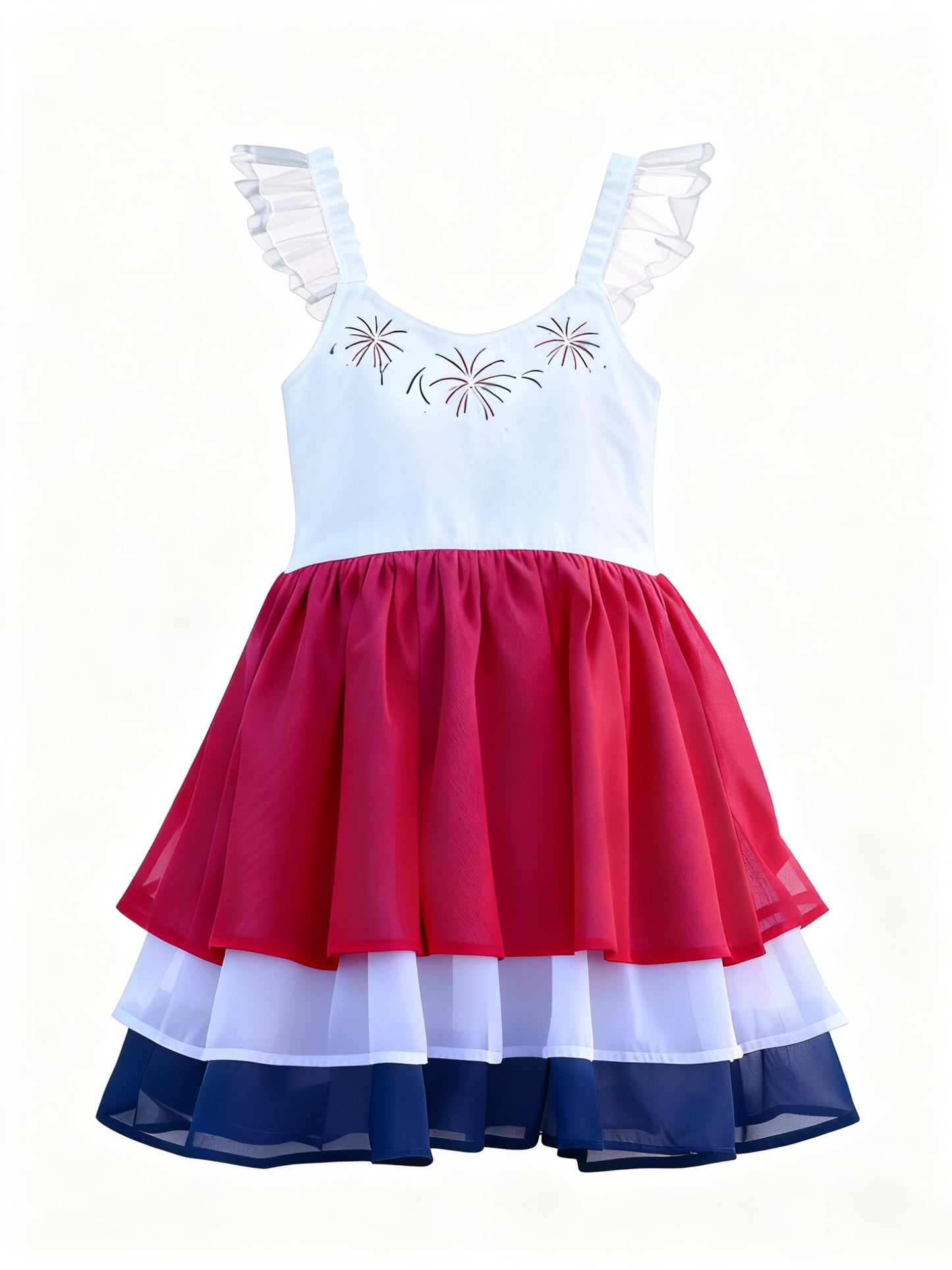 (Pre Order) No moq GSD3084 PRE-ORDER baby girl clothes firework flying sleeve dress-2025.11.8