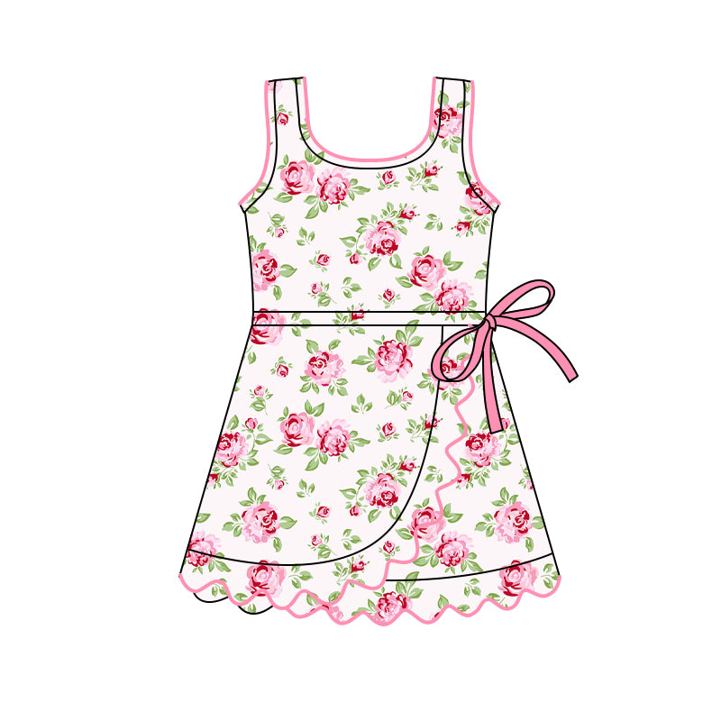 (Pre Order) No moq GSD3093 PRE-ORDER baby girl clothes yoga floral sleeveless dress-2025.11.11