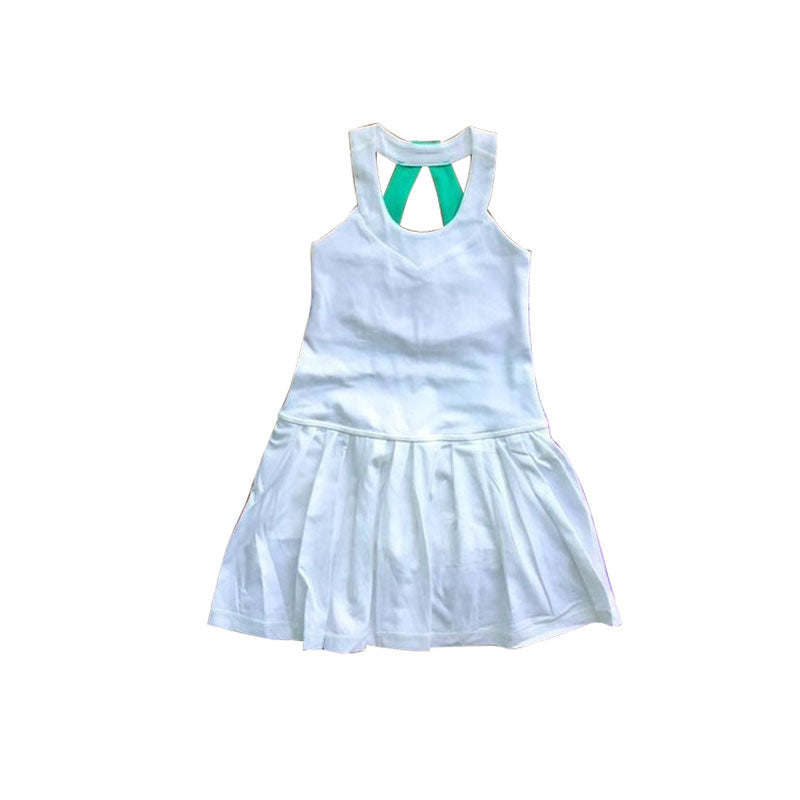 (Pre Order) No moq GSD3098 PRE-ORDER baby girl clothes yoga white sleeveless dress-2025.11.11
